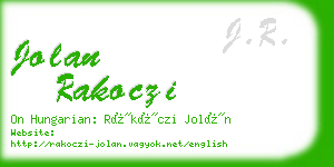 jolan rakoczi business card